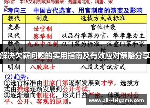 解决欠薪问题的实用指南及有效应对策略分享 解决欠薪问题的实用指南及有效应对策略分享