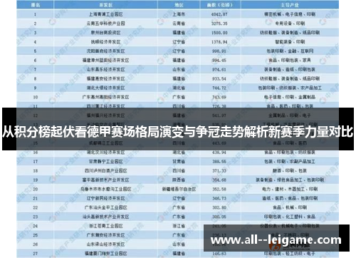 从积分榜起伏看德甲赛场格局演变与争冠走势解析新赛季力量对比